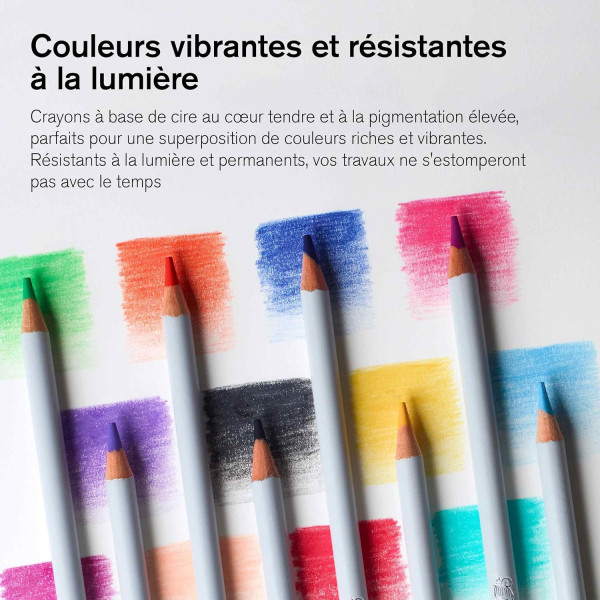 Coffret - Crayons de couleur - Dessin - Beaux-arts - Winsor et Newton - Collection - 50 pièces