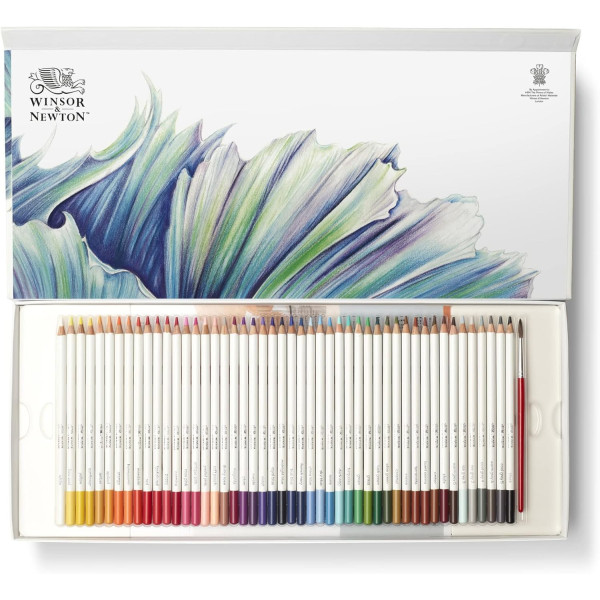 photo-Coffret - Crayons de couleur - Aquarelle - Beaux-arts - Winsor et Newton - Collection - 50 pièces