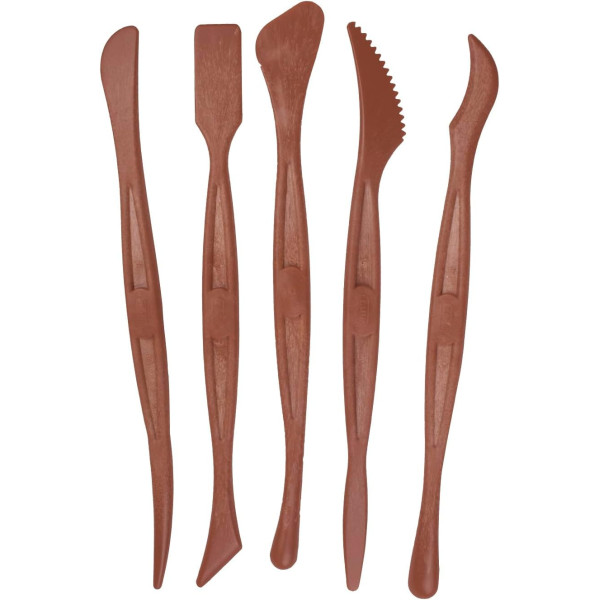 Accessoires pour pâte à modeler et terre cuite - 5 outils - Plastique - Jovi