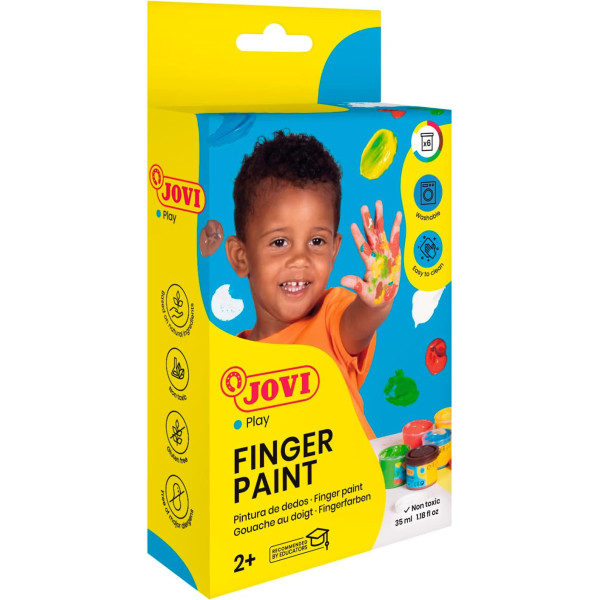 Peinture au doigt - Enfant - Dès 2 ans - 6 pots - 35ml - Couleurs assorties - Jovi