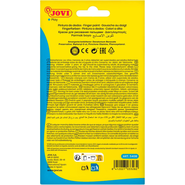 Peinture au doigt - Enfant - Dès 2 ans - 6 pots - 35ml - Couleurs assorties - Jovi