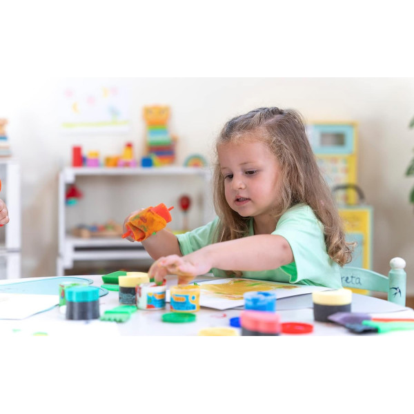 Peinture au doigt - Enfant - Dès 2 ans - 6 pots - 35ml - Couleurs assorties - Jovi