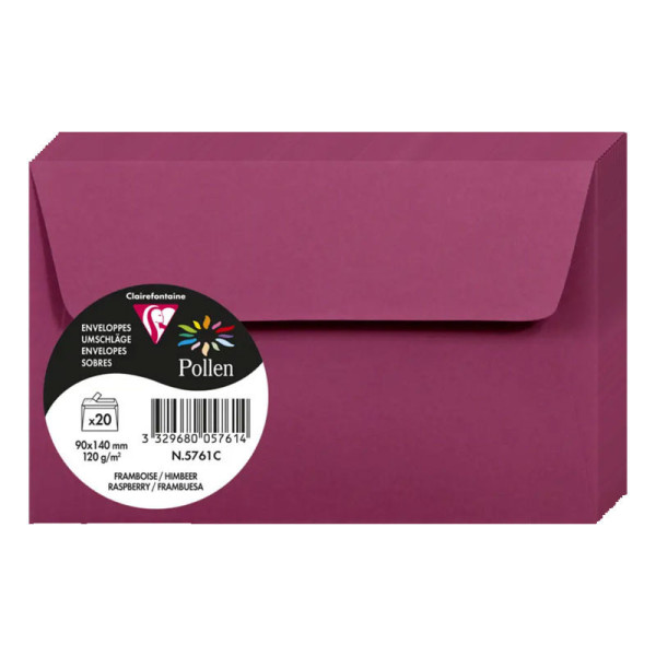 photo-Enveloppes - Format rectangle - 90x140mm - Pollen - Framboise - 20 unités - Clairefontaine