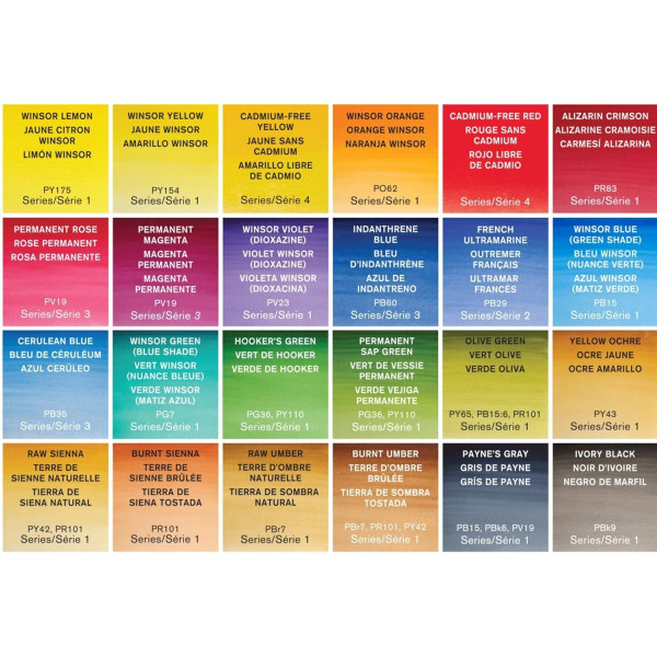 Peinture aquarelle - Boîte métal - 24 demi-godets - Winsor et Newton - Professional
