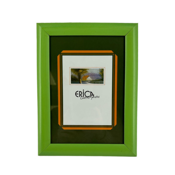 Cadre photo - Pour photo 13x18cm - Bois - Vert - Bords larges - A suspendre ou à poser
