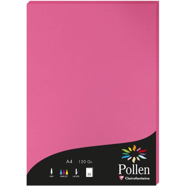 photo-Papier - A4 - Pollen - Rose fuschia - 120g - 50 feuilles - Clairefontaine