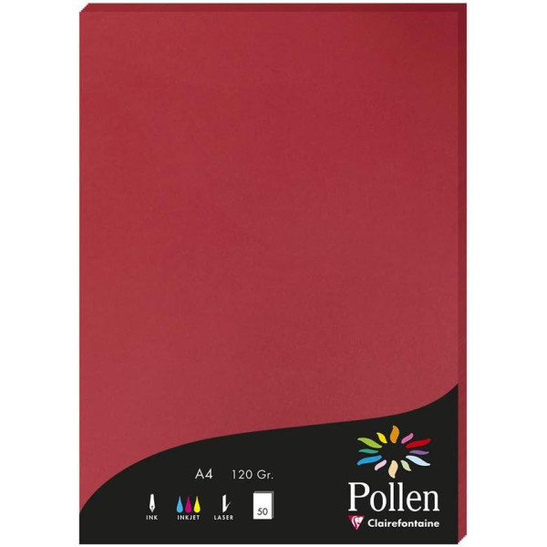 photo-Papier - A4 - Pollen - Rouge groseille - 120g - 50 feuilles - Clairefontaine