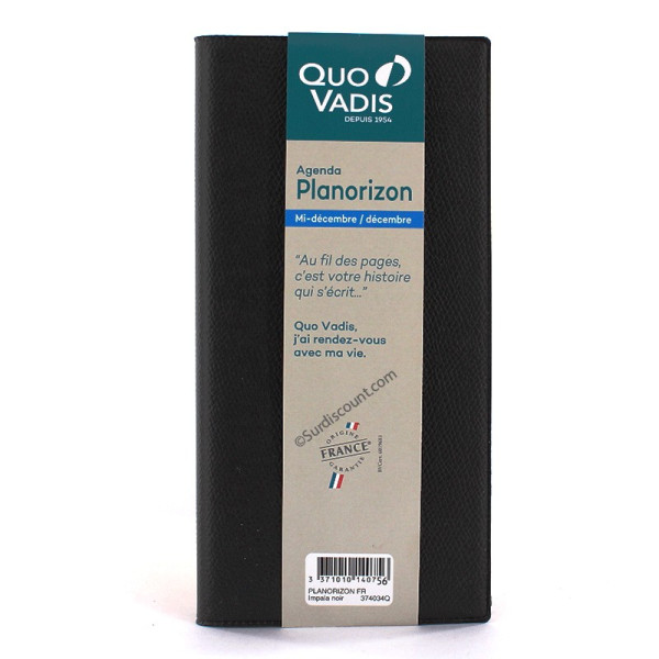 photo-Agenda Semainier 2023 Planorizon - 8,8 X 17 Cm - Noir - Quo Vadis