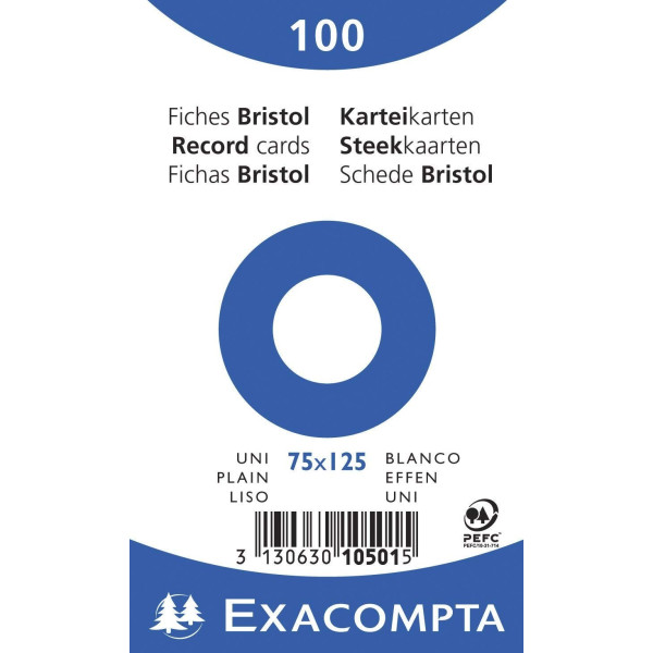 100 fiches bristol 75x125