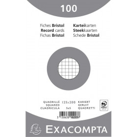 100 Fiches bristol Petits carreaux Non perforées 125x200mm