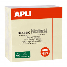 photo-Bloc de 400 feuilles de notes adhésives jaunes – 75x75mm