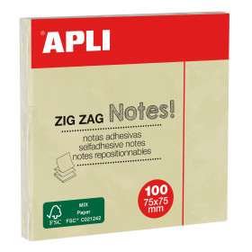photo- Notes adhésives en Zig Zag - Couleur: jaune standard - 100 feuilles - 75x75mm