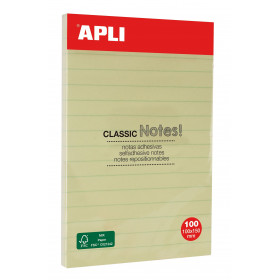 photo-Bloc de 100 notes repositionnables de couleur jaune standard – Feuilles lignées – Format 100x150mm