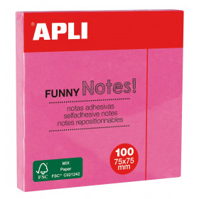 photo-Notes adhésives de couleur rose fluo - 100 feuilles - 75x75mm
