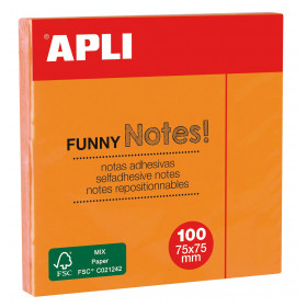 photo-Notes adhésives de couleur orange fluo - 100 feuilles - 75x75mm