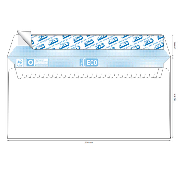 Enveloppes Blanches 110X220 - 50+10 Offertes - Gpv | à seulement 2,5 €