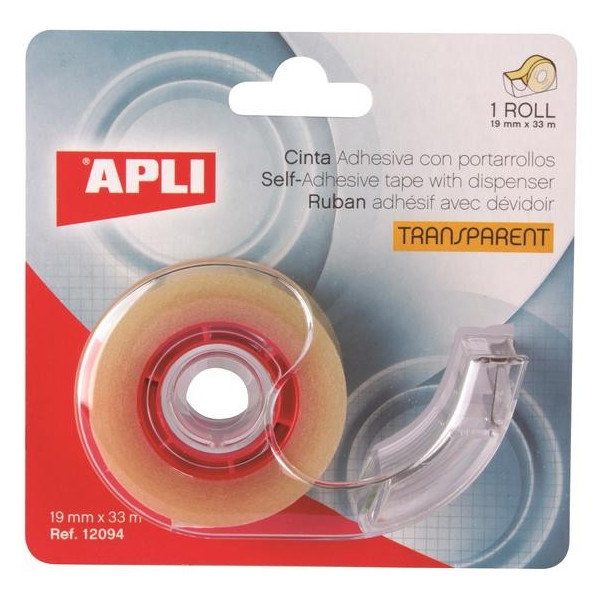 photo-Dévidoir pour rouleaux de rubans adhésifs de 19mmx33m – 1 rouleau de ruban transparent inclus
