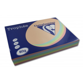 5x 100 feuilles A3 - Couleurs pastels assortie - Trophée Clairefontaine