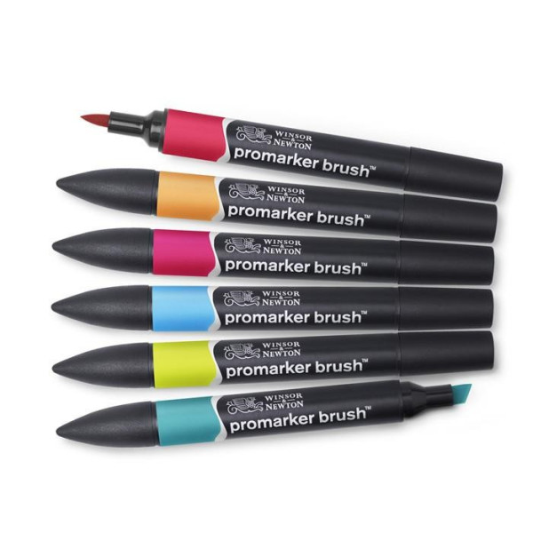 Lot de 6 feutres Promarker Brush tons moyen - Winsor et Newton | Surdiscount