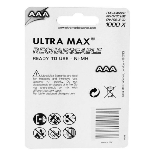 PILES RECHARGEABLES LR03 X4 - ULTRA MAX | Surdiscount