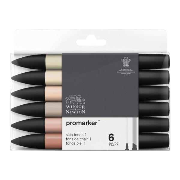 Lot de 6 feutres Promaker tons chair - Winsor et Newton pas cher