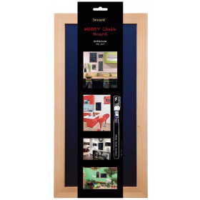 Tableau Ardoise Noire Gamme Woody 20X40 Cm + 1 Feutre-Craie Offert - Securit pas cher