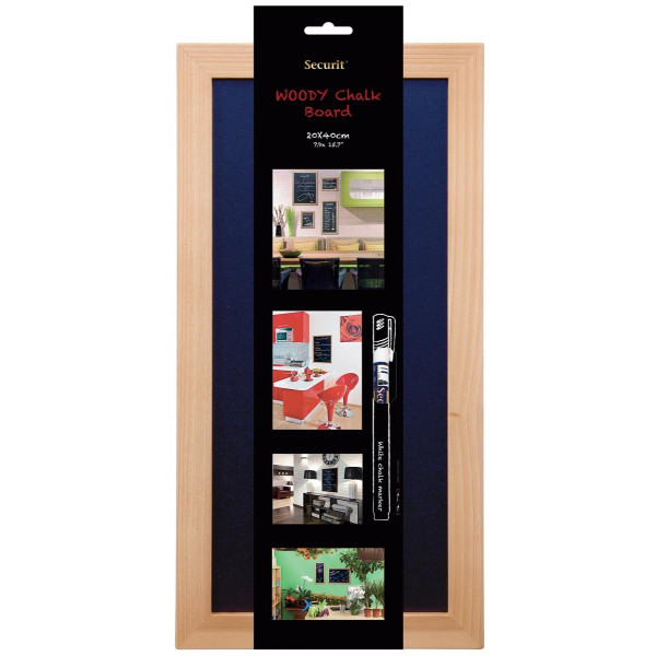 Tableau Ardoise Noire Gamme Woody 20X40 Cm + 1 Feutre-Craie Offert - Securit pas cher
