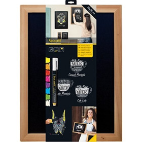 Tableau Ardoise Noire Woody 30X40 Cm + 1 Feutre-Craie Blanc Waterproof - Securit | Surdiscount