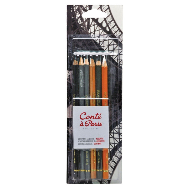 6 CRAYONS DESSIN ASSORTIS - CONTE A PARIS
