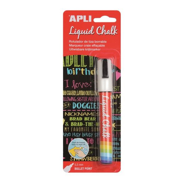 photo-Marqueur craie liquide pointe ronde 5,5 mm blanc - Apli