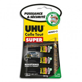 COLLES SUPER FORTE, SUPER RAPIDE ET AJUSTABLE STRONG SAFE MINI 3X1G - UHU