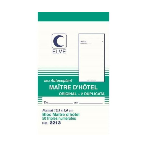 Bloc Maître D'Hôtel 96X165 Mm 50/3 Tripli Atcp 221- Elve | à seulement 1,99 €