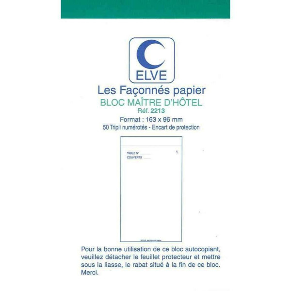 Bloc Maître D'Hôtel 96X165 Mm 50/3 Tripli Atcp 221- Elve pas cher