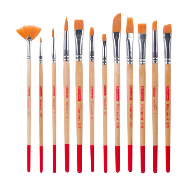 photo-12 pinceaux - Peinture aquarelle - Assortiment formes - Synthétiques - Art Creation