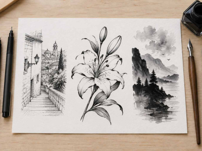 Dessin à l’encre : encre de Chine, liner pigmentaire ou plume, que choisir ?