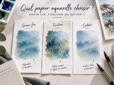 Quel papier aquarelle choisir : grain fin, torchon ou satiné ?